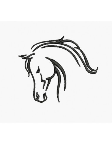 Motif de broderie machine profil cheval 