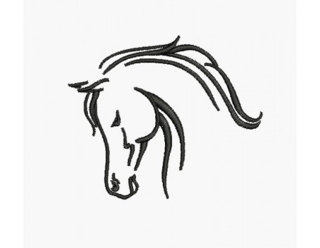 Motif de broderie machine profil cheval 