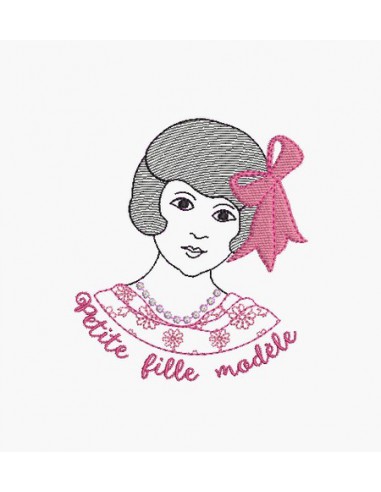 Instant download machine embroidery design girl model