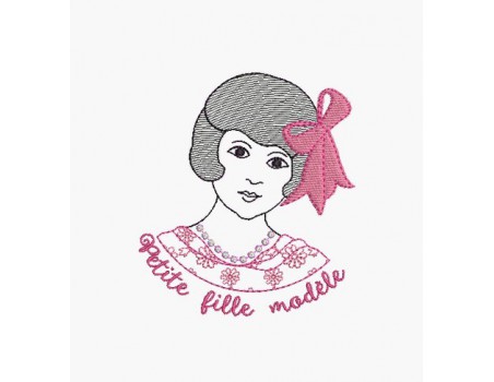 Motif de broderie machine petite fille modèle