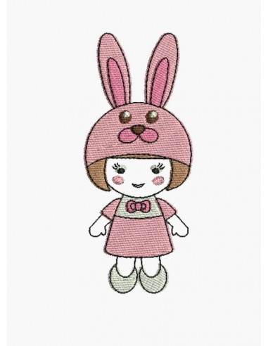 Instant download machine embroidery design  little girl dressed as a rabbit