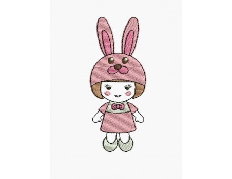 Instant download machine embroidery design  little girl dressed as a rabbit