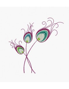 Motif de broderie machine plumes de paon
