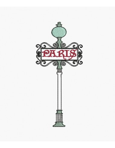Motif de broderie machine Paris lampadaire métro