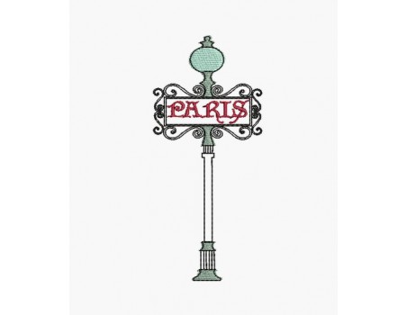 Motif de broderie machine Paris lampadaire métro