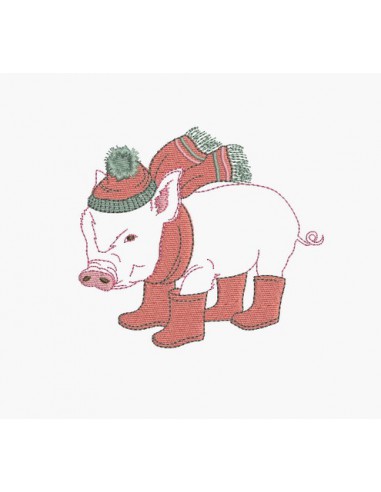 Instant download machine embroidery design chilly pig