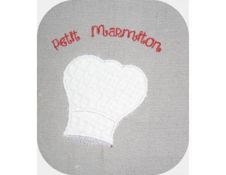 Instant download machine embroidery design applique toque chef