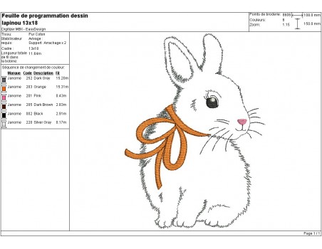 Instant download machine embroidery design Easter Bunny