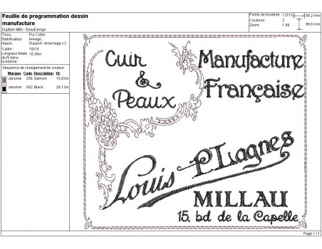 Motif de broderie machine manufacture de cuir