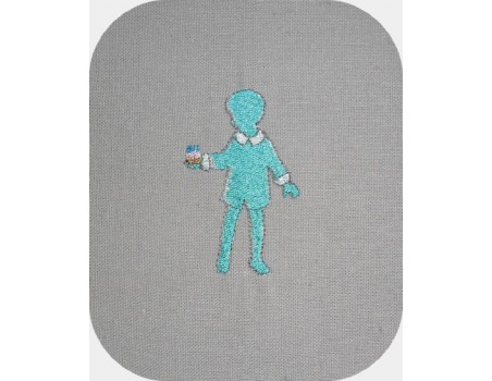 Instant download machine embroidery design boy with cake birthday