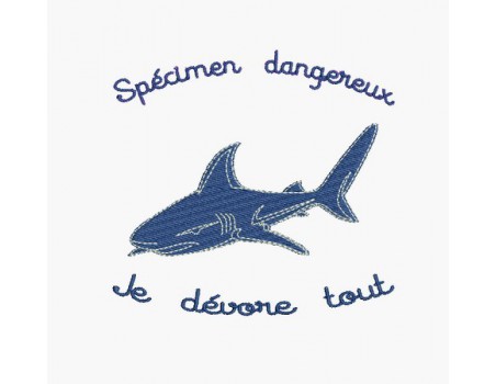 Instant download machine embroidery shark