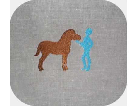 Motif de broderie machine silhouette garçon avec son poney