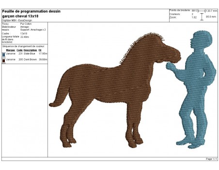 Instant download machine embroidery boy with her pony