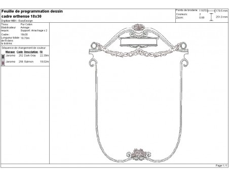 Motif de broderie machine cadre Orthense