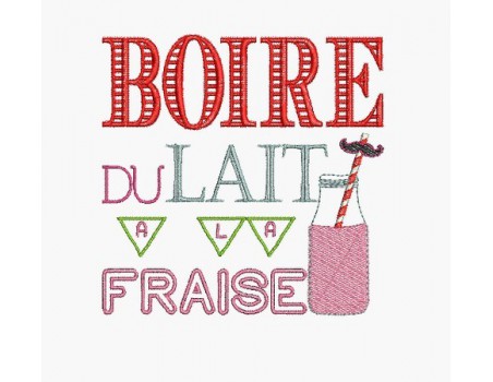 Motif de broderie machine boire du lait fraise