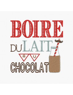 Motif de broderie machine boire du lait au chocolat