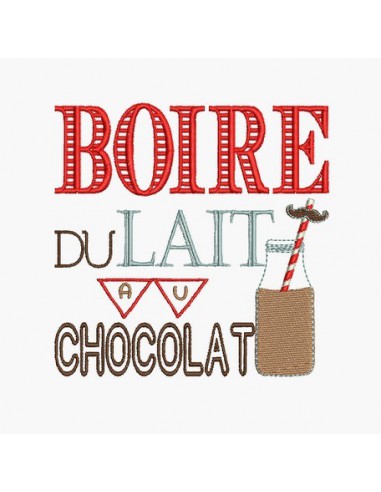 Motif de broderie machine boire du lait au chocolat