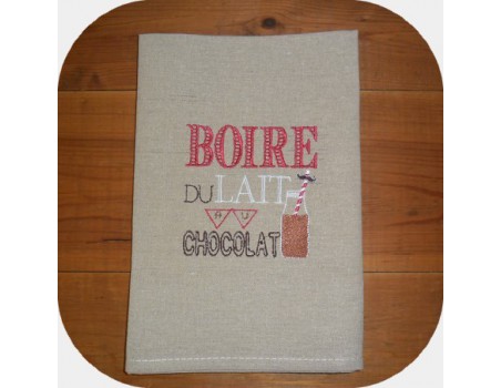 Motif de broderie machine boire du lait au chocolat