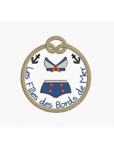 Motif de broderie machine écusson les filles des bords de mer