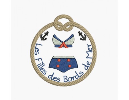 Motif de broderie machine écusson les filles des bords de mer