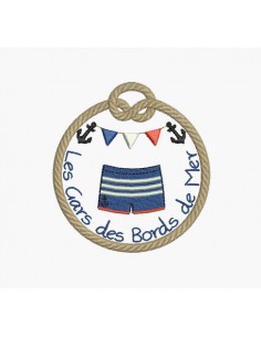 Instant download machine embroidery design swimsuit girls seaside