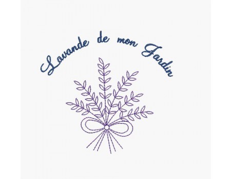 Motif de broderie machine bouquet de lavande redwork