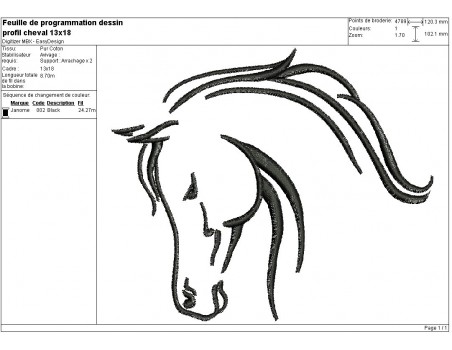 Instant download machine embroidery design horse head profile