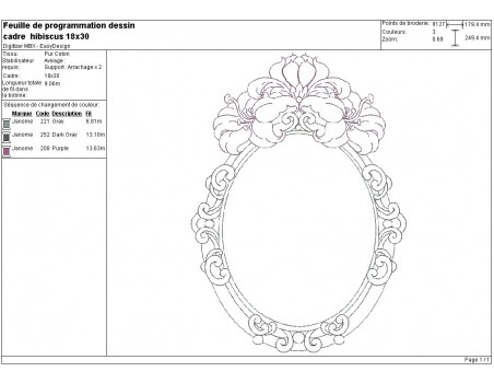 Instant download machine embroidery design hibiscus frame