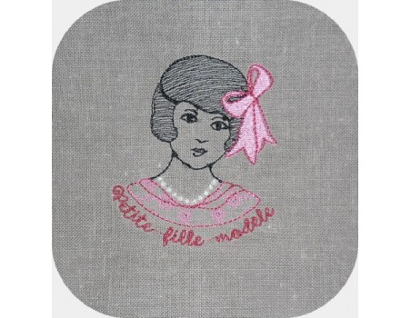 Instant download machine embroidery design girl model