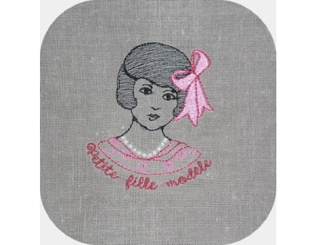 Motif de broderie machine petite fille modèle