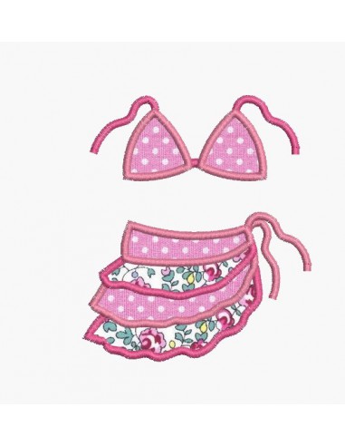 Instant download machine embroidery design swimsuit and sarong girl