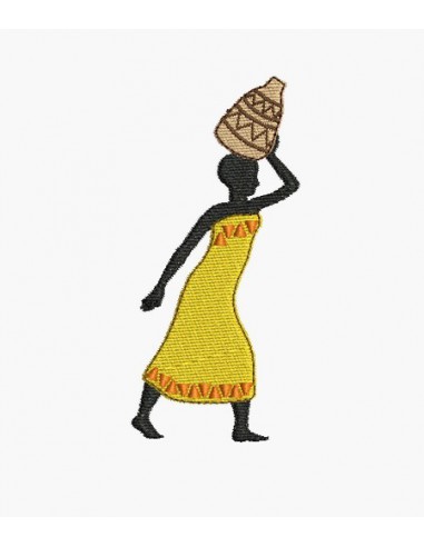 Motif de broderie machine femme africaine vase