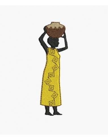 Instant download machine embroidery design African woman with a vase