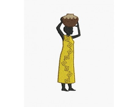 Instant download machine embroidery design African woman with a vase