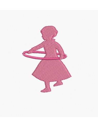 Motif de broderie machine silhouette fille avec un cerceau