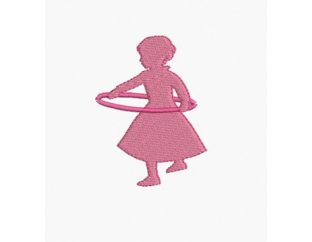 Motif de broderie machine silhouette fille avec un cerceau