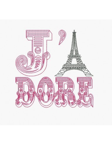 Motif de broderie machine J' adore Paris