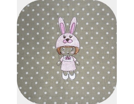 Instant download machine embroidery design  little girl dressed as a rabbit