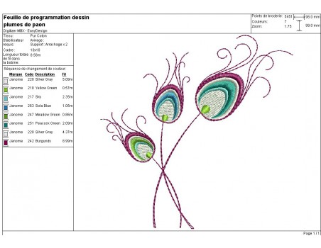 Instant download machine embroidery design peacock feathers