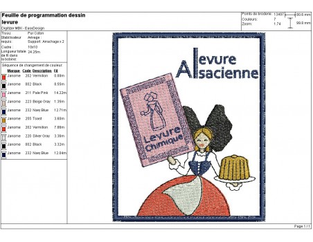 Motif de broderie machine levure Alsacienne