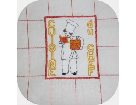 Motif de broderie machine publicité bouillon de poule