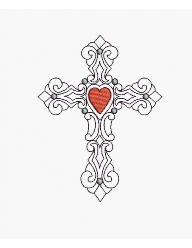 Instant download machine embroidery design cross heart