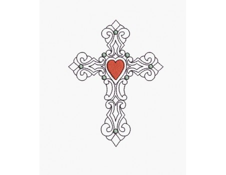 Instant download machine embroidery design cross heart