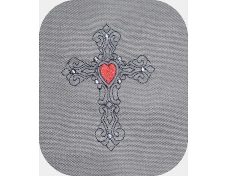 Instant download machine embroidery design cross heart