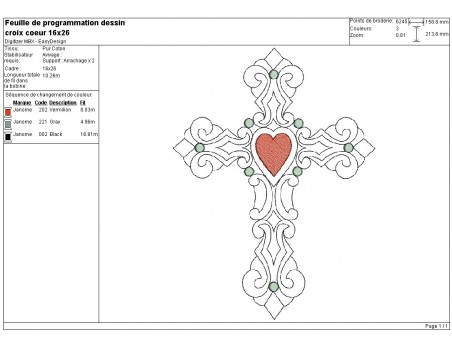 Instant download machine embroidery design cross heart