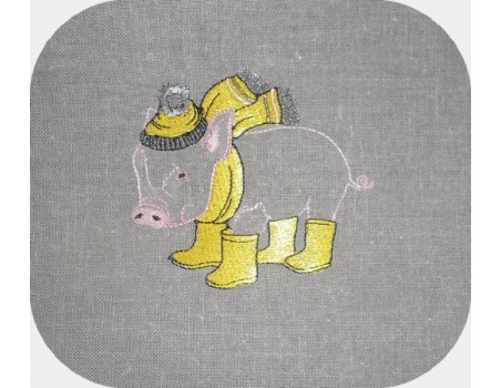 Motif de broderie machine cochon frileux