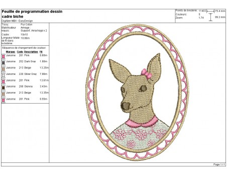 Instant download machine embroidery design frame deer