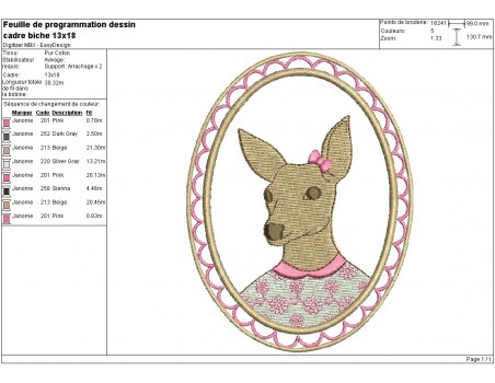 Instant download machine embroidery design frame deer