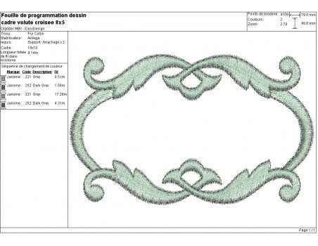 Instant download machine embroidery design frame double volute