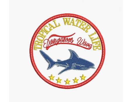 Instant download machine embroidery design  tropical shark shield